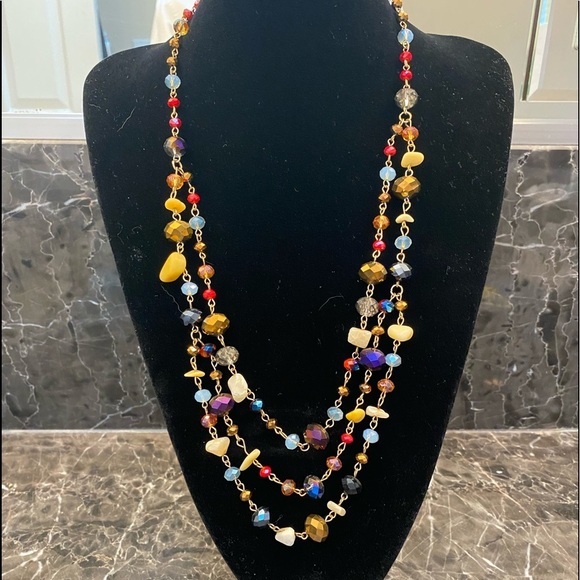 Jewelry - 💎 Multi-colored stone sand glass bead 
necklace
